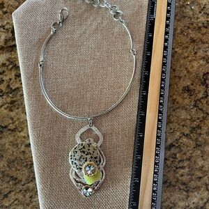 J Jansen Silver and Yellow Pendant Necklace